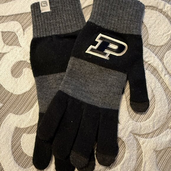 Purdue University Women's Trixie Rugby Gloves NEW Black Gray Logo Stretch - Picture 1 of 4